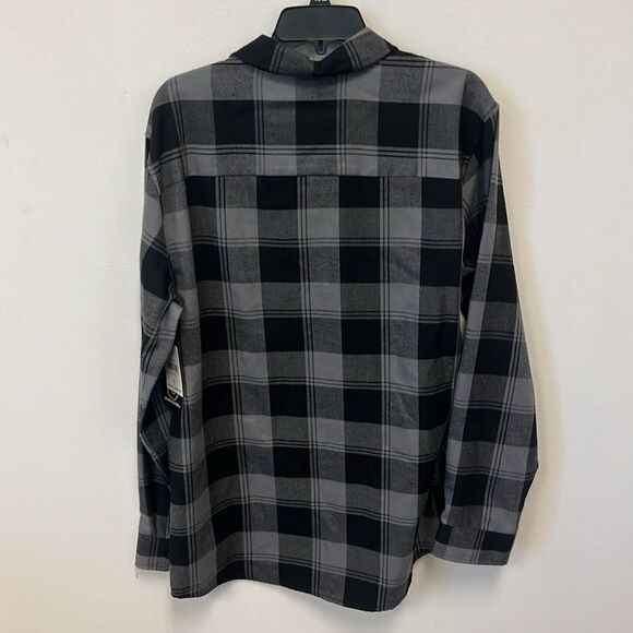 Burnside Black and Gray Plaid Men's Flannel Shirt Size L - Picture 5 of 6
